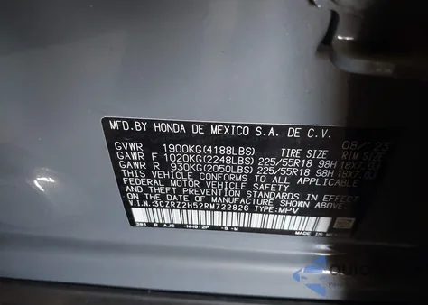 2024 Honda Hr-V Awd Sport/Awd Sport W/O Bsi z USA, uszkodzony, nr VIN 3CZRZ2H52RM722826